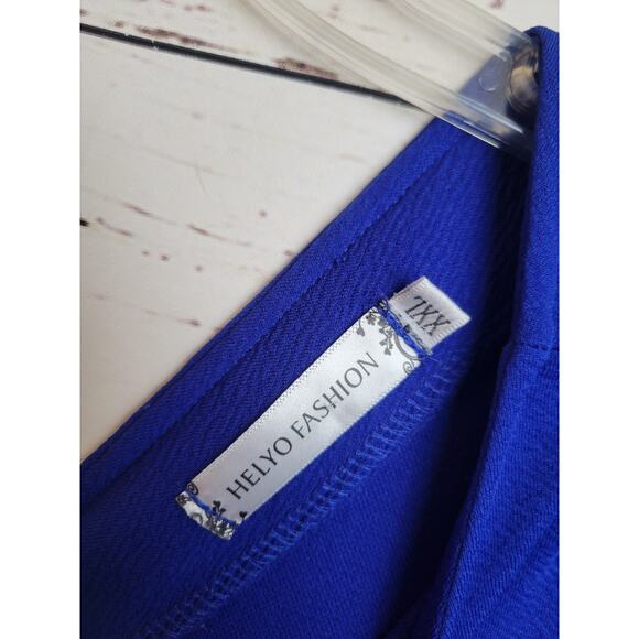 Helyo Fashion Midi A-Line Dress Blue Flutter Sleeve Elegant Women's Size 2XL - Picture 2 of 11